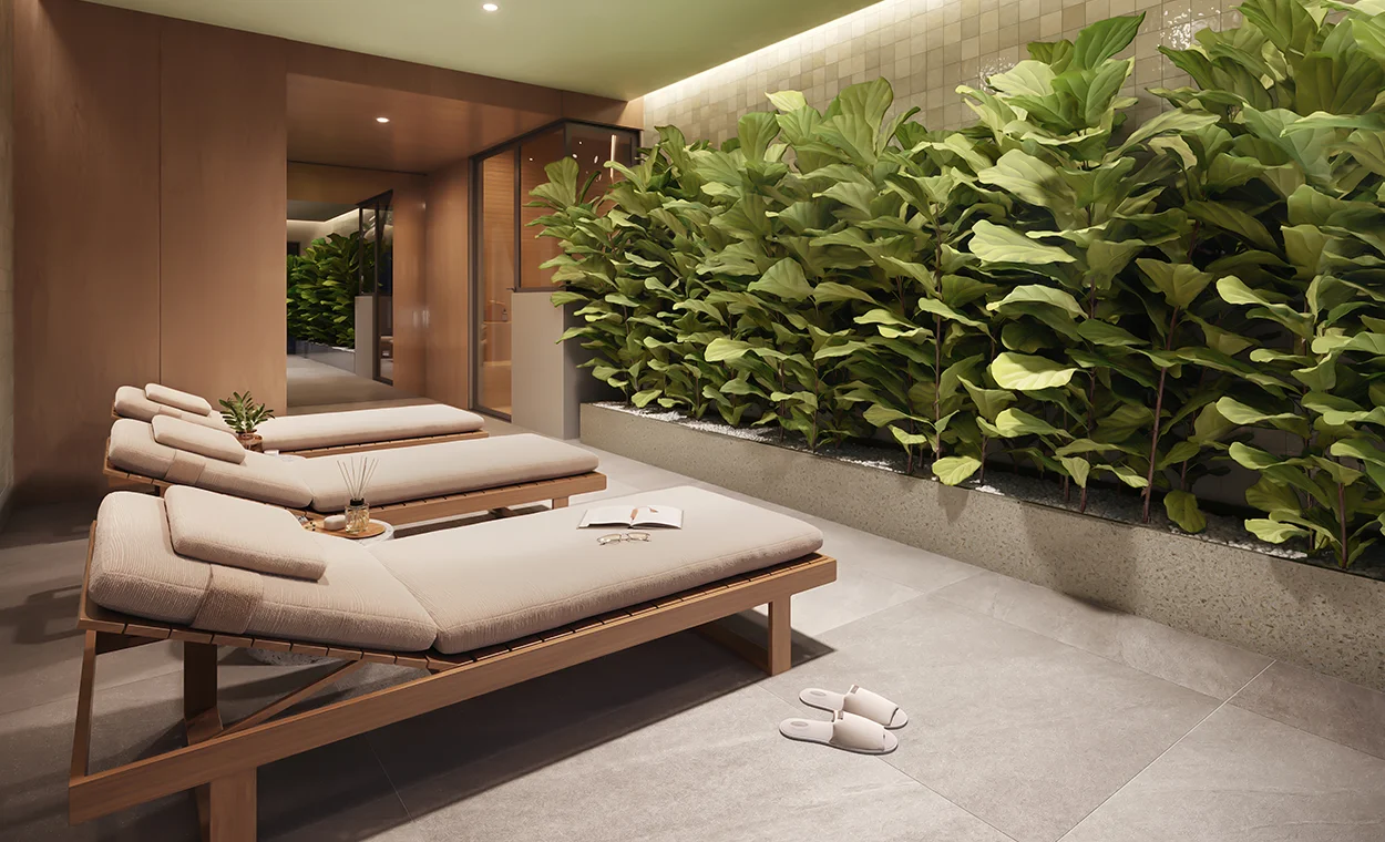 Perspectiva ilustrada do descanso - spa